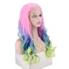 Colorful Nature Surfing Wave Synthetic Wigs Front Lace Long Curly Hair Wig Wholesale