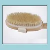 Brosses de bain Éponges Épurateurs Accessoires de salle de bain Maison Jardin Brosse en bois Manche long Reach Back Body Shower Poils Spa Scrubber Rre1