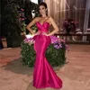 Modest Fuchsia Mermaid Prom Dresses With Sweetheart Pleats Floor Length Plus Size Formal Evening Dresses custom Made