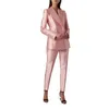 Leuchtend rosa Satin-Blazer für Damen, schmale Passform, Street Power, Freizeit, Abend, Party, Jacke, Outfit, Hochzeitskleidung, 2-teilig