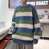 Män vintage rand tröja japansk hiphop koreanska par tröja tröjor lösa mode casual 2022 vinter nya tröja toppar l220801