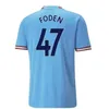 Haaland Soccer Jerseys Grealish Sterling Mahrez Fans Player Version de Bruyne Foden 2022 2023 Fotbollstoppar Skjorta Kids Kit sätter Uniform Boys Youth