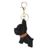 French Dog Car Key Chains Buckle Puppy Bulldog Pendant Keychains Rings Holder PU Leather Animal Charms Cartoon Mens Jewelry Accessories for Women Bag Keyrings