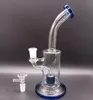 Blue/ Pink 8 inch Delicate Glass Water Bong Hookahs with Tire Percolators Smoking Pipes