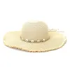 Holiday Foldable Beach Sun Hats for Women Summer Outdoor 11CM Wide Brim Straw Hat UV Protection Visor Cap