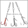 Ami da pesca Richiamo morbido Rig Gancio singolo Doppio rigging Treble Tackle Terminal Accessori in acciaio ad alto tenore di carbonio R1W6 Drop Delivery 2025130578