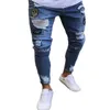 Mode Broderie Trou Slim Jeans Pour Hommes Casual Hip Hop Streetwear Patch Effiloché Marque Denim Crayon Pantalon 207 1890