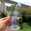 Mini 8 inch Clear Glass Water Bong Hookahs with Blue Tire Perc Delicate Oil Dab Rigs Smoking Pipes Female 18mm