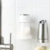 Wall-Mounted Bathroom Bottle Holder White Round ABS Simple No Drilling Traceless Storage Shelf Multifunctional Waterproof