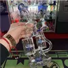 Glazen bong -bedwelmende rigs waterpijphaakhaakjes perc dubbele functie waterpijp recycler olielig glazen water waterpijp met 14 mm