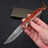 Damaskus av hög kvalitet Damaskus Flipper Pocket Knife VG10 Damascus Stål Drop Point Blade Rosewood Handle EDC Folding Knives