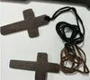 Necklace Cross Vintage Wooden Jewelry Pendant Simple Wooden Cross And Leather Rope Charm Wedding Women Necklace Sweater Chain