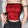InsGoth Grunge Goth Top Vintage Harajuku Sexy Cut Out Zipper Camisole Punk Spider Net Graphic Backless Summer Basic Crop Camis 220407