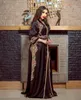 Robes de bal arabes noires à manches longues, dentelle dorée brodée, Caftan marocain, robes de soirée musulmanes saoudiennes, robes de fiançailles formelles