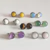 8mm 10mm 12mm Naturstein Edelstahl Ohrstecker Tigerauge Opal Amethyst Rosenquarz Ohrringe für Frauen Mädchen Schmuck