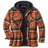 Herenjacks winter jas mannen herfst dikke katoenen geruite lange mouwen losse capuchon European American Size windbreaker 5xlmen's