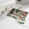 Boho Blaue Polymer Clay Halskette für Frauen Mädchen Süße Imitationsperle Weiche Keramikkette Y2K Ästhetischer Schmuck Geschenke