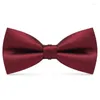 Bow Ties Men's Solid Color Groom Wedding Tie Man Wine Red Suit Shirt Black Dress Donn22