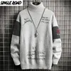 SingleRoad Mens Dolcevita Maglione Uomo Inverno Patchwor Harajuku Stile Coreano Collo Alto Oversize Grigio Dolcevita Per Gli Uomini 201221