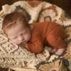 Nyfödd långärmad fotlös romper spädbarnsfotografering prop baby jammies spädbarn outfit