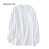 Moinwater Tjock bomull Långärmad Toppar Toppar För Kvinnor Streetwear Kvinna Höst Vår Stora T-shirts Grå Vit MLT2109 220328