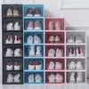 Thicken Plastic Shoe Boxes Clear Dustproof Storage Box Transparent Flip Candy Color Stackable Shoes Organizer Boxes Wholesale F0809