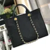 canvas embroidered beach tote Soft Luxury design fashion handbag Open Pocket large Versatile large shopping bag
