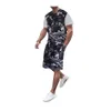 New Camouflage Splicing Tracksuits For Mens Fitness Training T shirts And Sports Drawstring Shorts Running 2 Piece Sets 2293