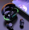Y80 TWS Bluetooth hörlurar hörlur Trådlöst headsetbuller Avbrytande Mic Earbuds Stereo Music Power LED Display för Android iOS Ring telefon