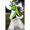 Hallowee Green White Husky Dog Mascot Costume Cartoon Anime theme character Carnival Adult Unisex Dress Christmas Birthday Party Outdoor Outfit