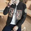 Giubbotti da uomo Autunno Mens Bomber Casual 2022 Stile cinese tradizionale Drago Robe Ricamo Cappotti Cerniera Giacca a vento da uomo 5XLMen's