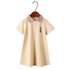 Vestidos infantiles de verano para niñas, Polo de algodón de Color caramelo, vestido de manga corta, ropa para niñas de 2 a 11 años, 220422