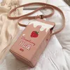Вечерние сумки персонализированная модная клубничное молоко картонное печатное припечаток дизайн бутылочки для бутылочки на плече мешок женский сумочка кошельки