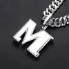 Colares de pingentes Hip Hop Crystal Letter M Daisy Colar com Iced Out Big 20mm Lidth Bling Miami Chain Chain Cheker JewelryPenda