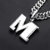 Pendant Necklaces Hip Hop Full Crystal Letter M Daisy Necklace With Iced Out Big 20mm Width Bling Miami Cuban Chain Choker JewelryPendant