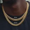 Chains 6mm/8mm/10mm/12mm Hip-hop 18k Gold Plated Miami Cuban Link Chain Stainless Steel Necklace Gift for Men Women Jewelrychains Chainschai H0XV