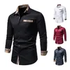 Camisas casuais masculinas outono manga longa tamanho grande camisa formal camisa xadrez gola de botões masculina