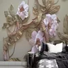 壁紙ホーム改善HDエンボス花の壁のステッカー3 Dのための居間の寝室3D写真壁画の壁紙