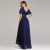 2022 schwarz Abendkleider Elegante V-ausschnitt Rüschen Chiffon Formales Abendkleid Robe Vestidos De fiesta Kleid für Party