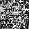 Pack of 50Pcs Cartoon Halloween Graffiti Stickers No-Duplicate Waterproof Vinly Black and White Sticker for Luggage Skateboard Notebook Water Bottle Car decals