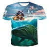Kaus Pancing Luar Ruangan Terbaru Musim Panas Gambar Cetak 3d pour Pria Atasan Ikan Kasual Lengan Pendek 220613