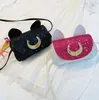 Children moon cross-body handbag little girl fashion sequins single shoulder bag mini kids purse