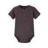 2022 Summer Baby Bodysuits Short Sleeve Ribbed nyfödda babykläder Girls Boys Toddler Rompers G220510