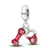 925 Silver Fit Pandora Charm 925 Armband Färg Röda charm Hjärtbil Crane Charms Set Pendant DIY Fine Beads Jewelry