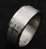 Band Rings Gold Silver Stainless Steel English Lord's Prayer Cross Etaching Polishing Ring