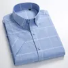 Macrosea Lato Krótki Rękaw Koszulki Plaid Moda Mężczyźni Biznesowy Formalny Dorywczo 100% Bawełna Slim Fit Plus Rozmiar S-8XL 220322