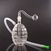 Atacado mini cachimbo de água criativo grosso claro granada antitanque água dab rig bong tubo com tigela de queimador de óleo de vidro masculino de 10mm e mangueira de silicone para fumar