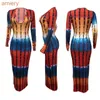 Fall Clothes Women's Casual Dress Long Sleeve Tie Dye Thread Positioning Printing Slim Sexy Dress Skirt Ladies