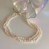 3 share 6-7 mm Natural Freshwater Layered Pearl Necklace 16inch