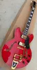 335 chitarra elettrica, rosso lucido, jazz tremolo, fhole hollow chitar, in magazzino